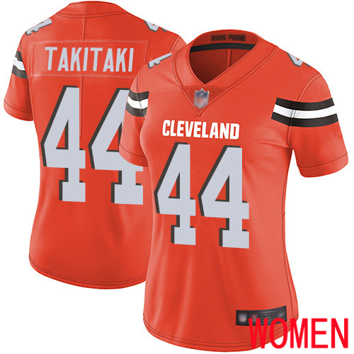 Cleveland Browns Sione Takitaki Women Orange Limited Jersey #44 NFL Football Alternate Vapor Untouchable